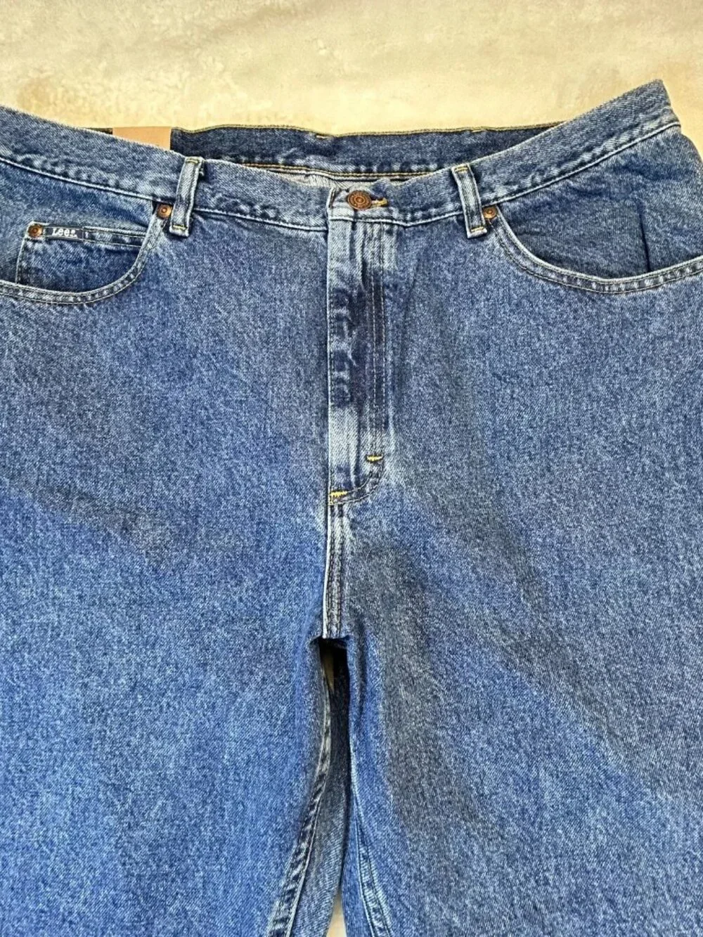 VTG Lee Straight Jeans Mens 42x32 Blue Denim Relaxed Fit Dead Stock Sears